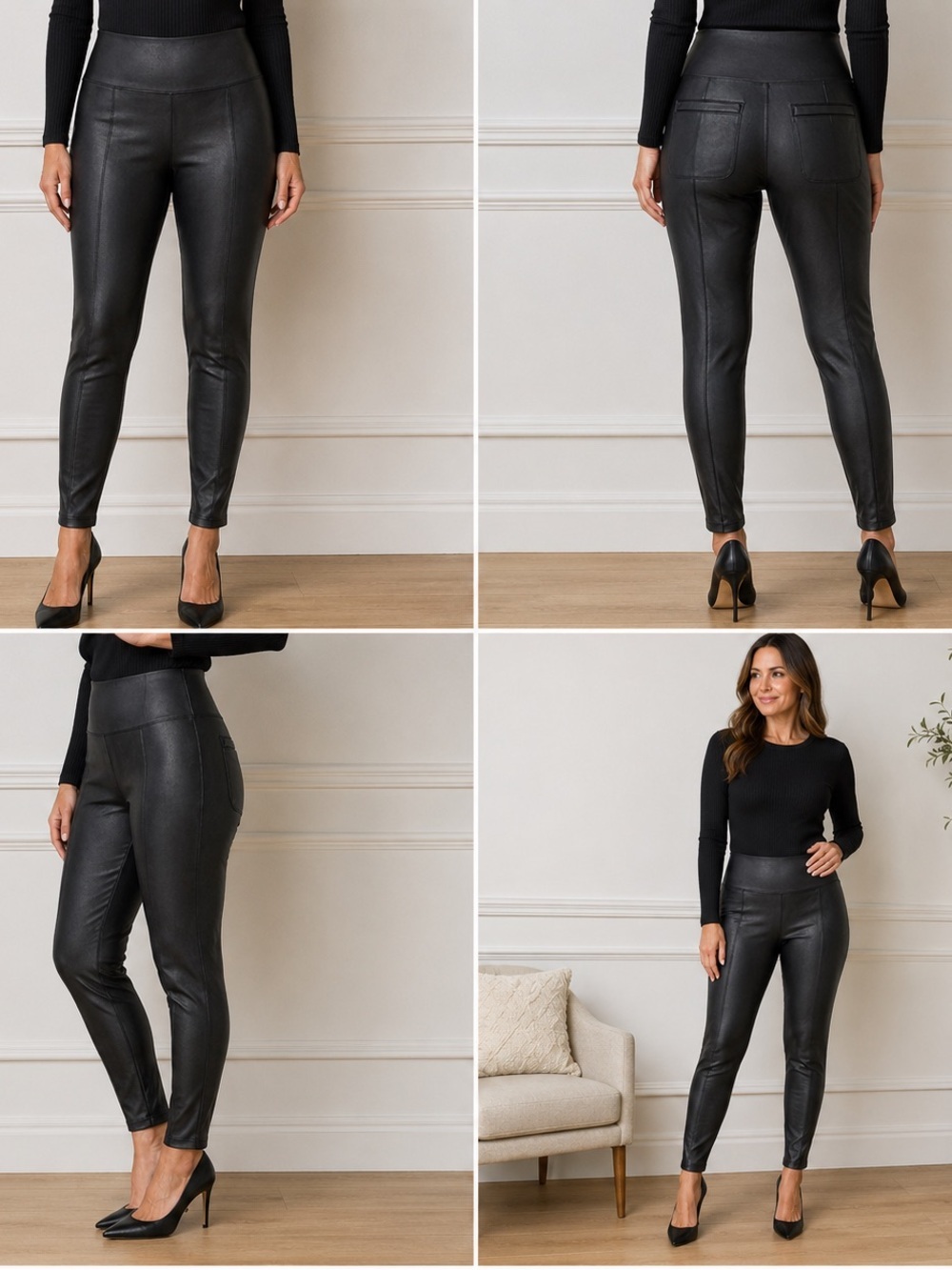 Athleta Black Faux Leather Skinny Pants